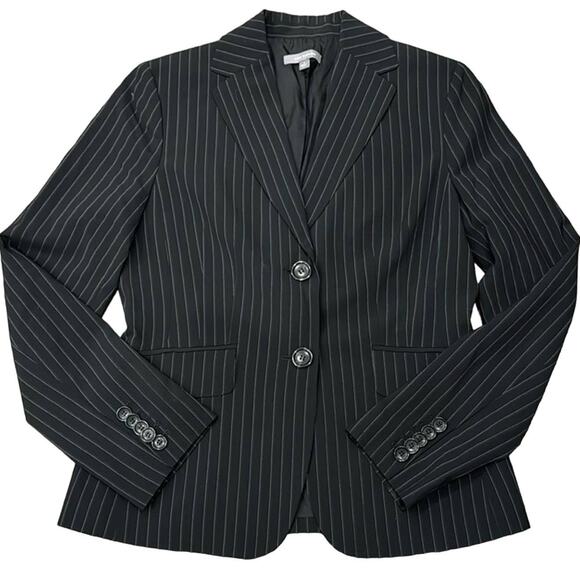 Ann Taylor Tailored Pinstripe Black White Blazer Size 6 - Picture 1 of 7